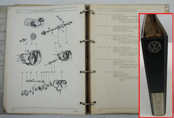 VW Typ 3 Arbeitspreisliste Instandsetzungen 1973 / 1974 Werkstatthandbuch