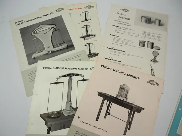 Waagen & Gewichte 13 Prospekte Sartorius Werke AG Göttingen 1952
