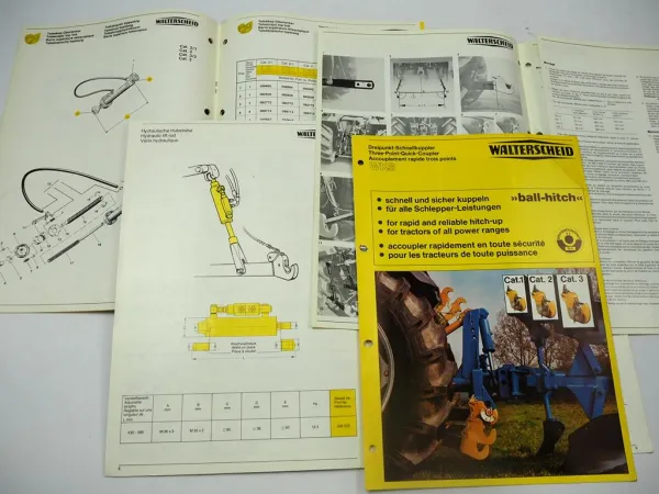 Walterscheid Dreipunkt Schnellkuppler WKS ball hitch Montage Bedienung Teile Prospekt