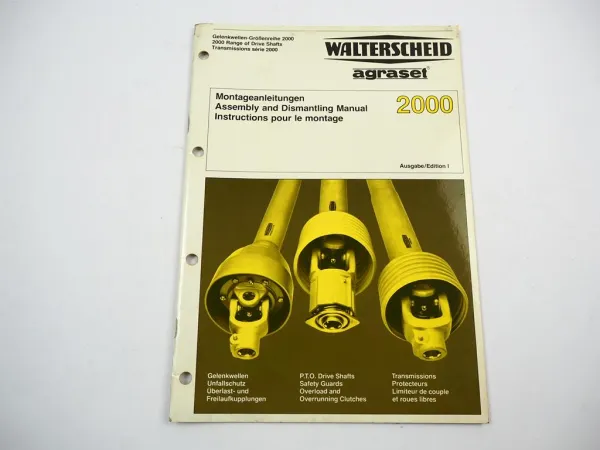 Walterscheid Gelenkwellen Grössenreihe 2000 agraset Handbuch Montageanleitung