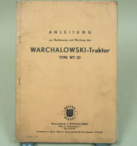 Warchalowski Traktor WT20 Bedienung Wartung und Ersatzteilliste 1964