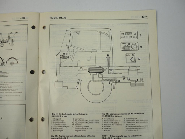 Webasto HL 24 32 B D Luftheizgerät Einbauanweisung Installation Instruction 1989