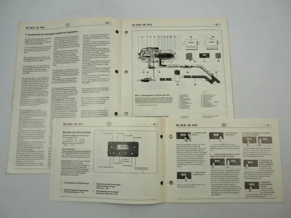 Webasto HL18 B D TRS Luft-Heizgerät Betriebsanleitung Einbauanweisung 1990/91