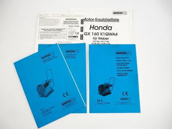 Weber CF3 Bodenverdichter + Motor Honda Bedienungsanleitung Ersatzteilliste