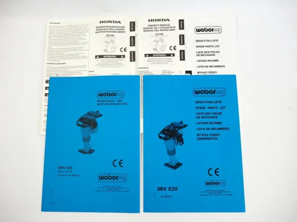 Weber SRV 620 Vibrationsstampfer + Motor Bedienungsanleitung Ersatzteilliste