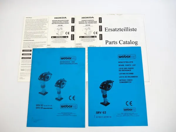 Weber SRV62 Vibrationsstampfer + Motor Honda Bedienungsanleitung Ersatzteilliste