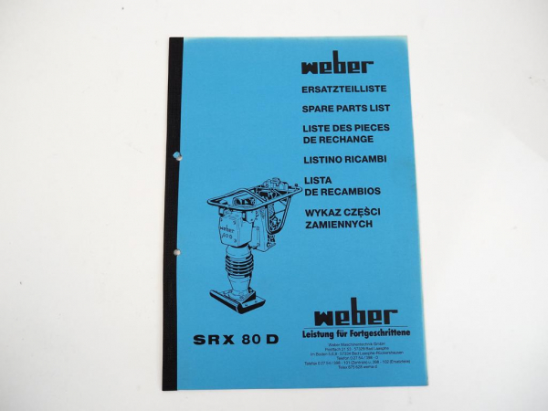 Weber SRX 80D Vibrationsstampfer Ersatzteilliste 1994