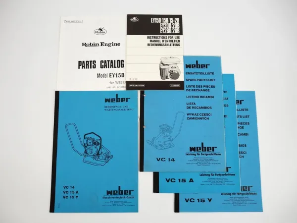 Weber VC14 15A 15Y Bodenverdichter + Motor Bedienungsanleitung Ersatzteilliste