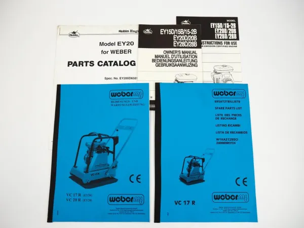 Weber VC17R Bodenverdichter + Motor Robin Bedienungsanleitung Ersatzteilliste