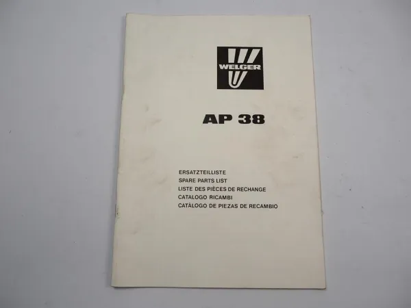 Welger AP38 Aufsammelpresse Ersatzteilliste Ersatzteilkatalog 1983