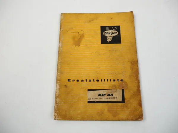 Welger AP41 Aufsammelpresse Ersatzteilkatalog Ersatzteilliste 1968