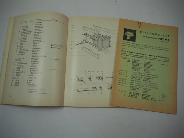 Welger AP41 Aufsammelpresse Ersatzteilliste 1972