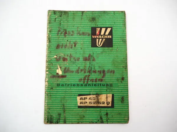 Welger AP42 AP52 AP52D Aufsammelpresse Betriebsanleitung Wartung 1976