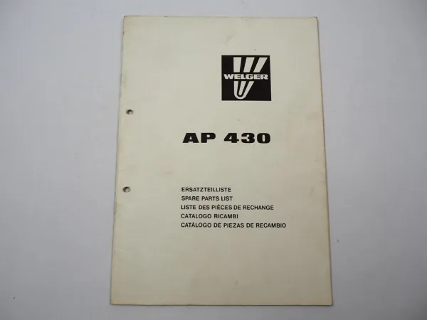 Welger AP430 Ballenpresse Aufsammelpresse Ersatzteilliste Ersatzteilkatalog 1986