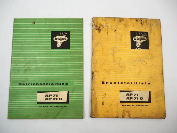 Welger AP71 AP71D Aufsammelpresse Betriebsanleitung Ersatzteilliste 1972