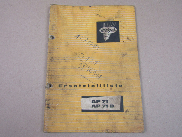 Welger AP71 AP71D Aufsammelpresse Ersatzteilliste Ersatzteilkatalog 1968