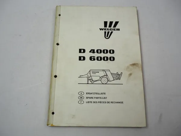 Welger D4000 D6000 Ballenpresse Ersatzteilliste Ersatzteilkatalog 1994