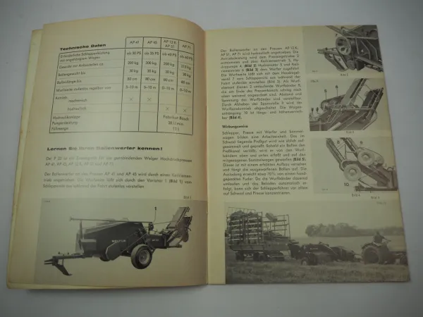 Welger P22 Ballenwerfer Betriebsanleitung Ersatzteilliste 1973 für AP41 AP45 AP 51 AP71