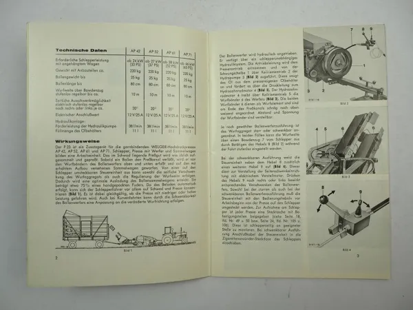 Welger P23 für AP 42 52 61 71 Ballenwerfer Betriebsanleitung Ersatzteilliste 1979