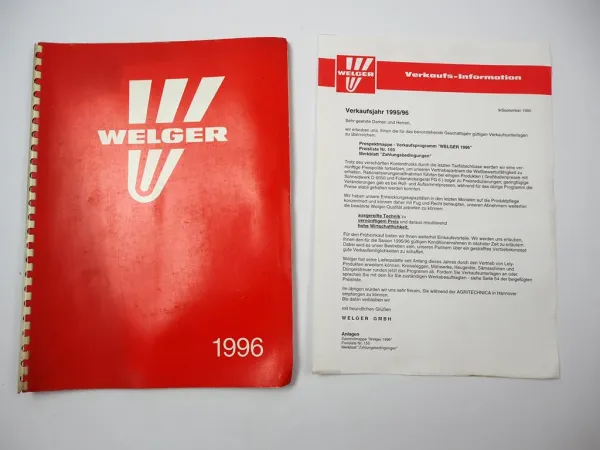 Welger Prospektmappe Verkaufsprogramm 1996 Pressen Kipper Dungstreuer