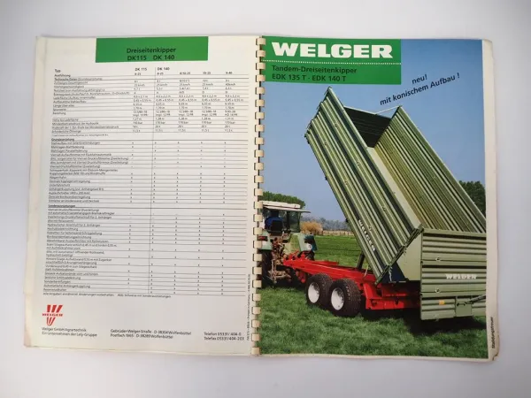 Welger Prospektmappe Verkaufsprogramm 1996 Pressen Kipper Dungstreuer