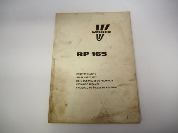 Welger RP165 Rundballenpresse Ersatzteilliste 1991