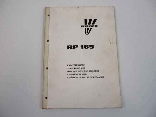 Welger RP165 Rundballenpresse Ersatzteilliste Ersatzteilkatalog 1991