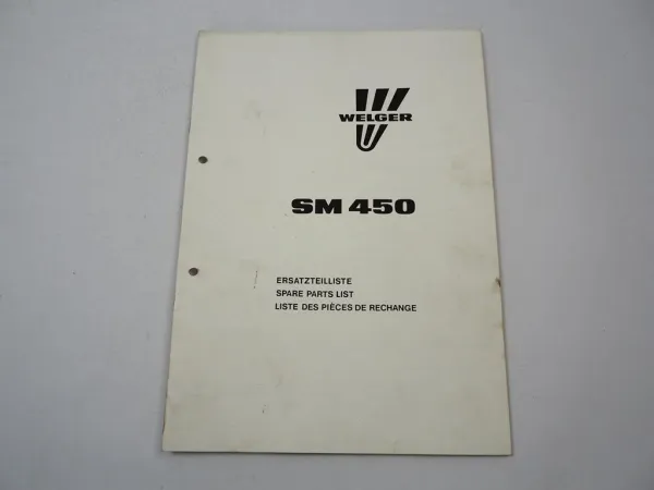 Welger SM450 Scheibenmähwerk Ersatzteilliste Ersatzteilkatalog 1989