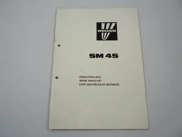 Welger SM4S Scheibenmähwerk Ersatzteilliste Ersatzteilkatalog 1982