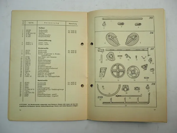 Welger WSP 25 30 Schwingkolbenpresse Betriebsanleitung Ersatzteilliste 1956