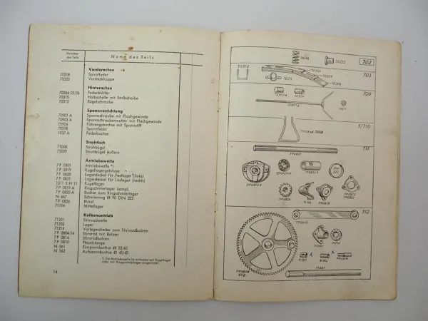 Welger WSP70 Schwingkolbenpresse Betriebsanleitung Ersatzteilliste 1940/50er J.