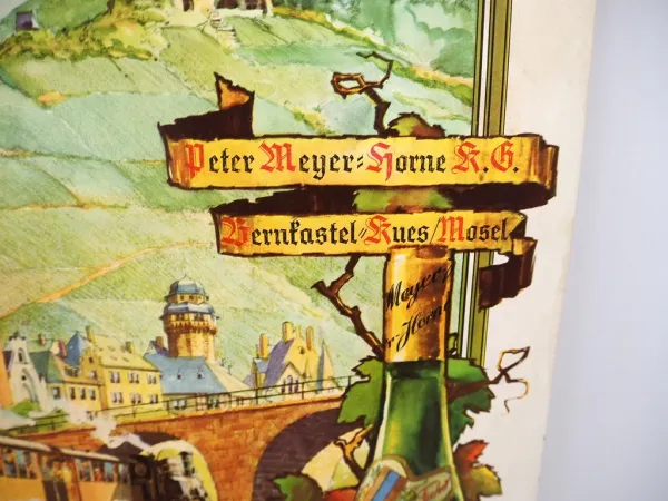 Werbepappe Wein Saufbähnchen Riesling Meyer Horne KG Bernkastel Mosel ca. 1960