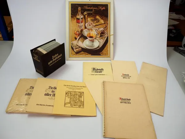 Werbung Asbach Uralt Weinbrand 1952 - 1980 Werbepappe Anzeigen Rezepte 10 Teile