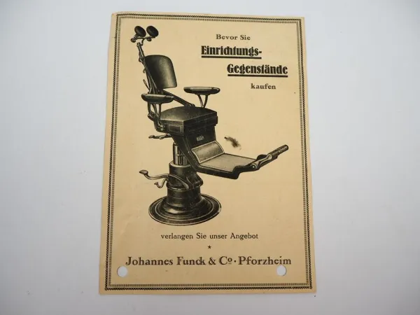 Werbung Postkarte Zahnarztstuhl Biber 1927 Funck & Co. Pforzheim Dentist