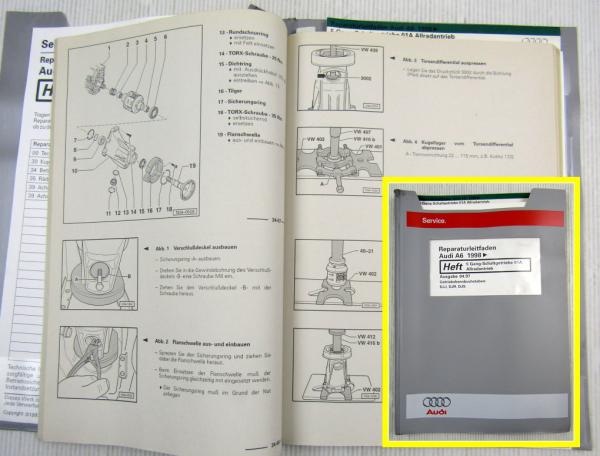 Werkstatthandbuch Audi A6 C5 5 Gang Getriebe Schaltgetriebe 01A Allrad quattro