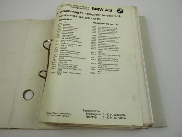 Werkstatthandbuch BMW 525i 530i 535i M5 E34 1989 1990 Elektrische Schaltpläne