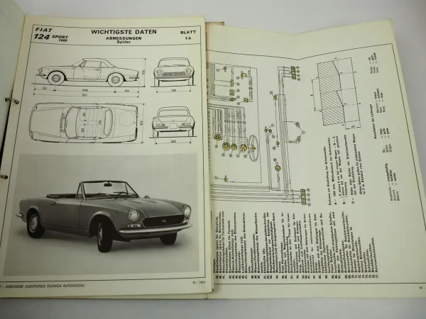 Werkstatthandbuch Fiat 124 Sport 1600 BC1 BS1 Hauptmerkmale Daten Reparatur 1970