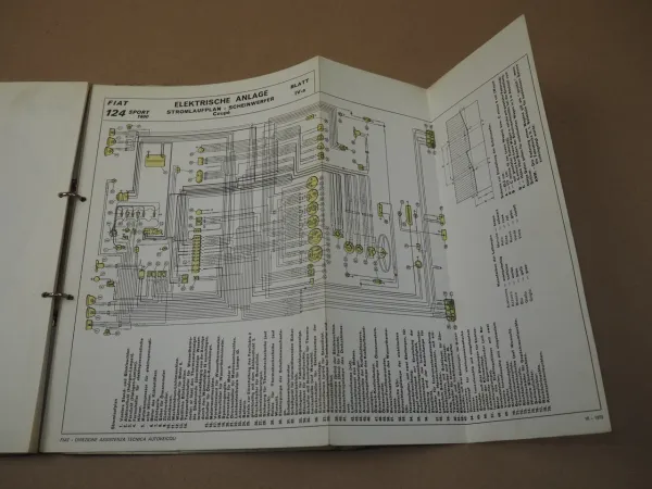 Werkstatthandbuch Fiat 124 Sport 1600 BC1 BS1 Merkmale Daten für Reparatur 1970