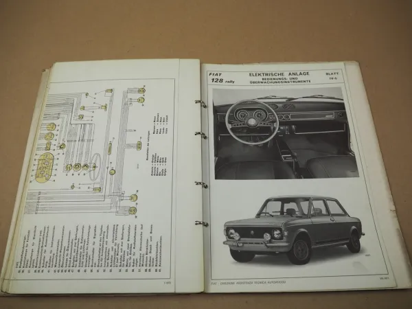 Werkstatthandbuch Fiat 128 rally Hauptmerkmale Daten für Reparatur 1972
