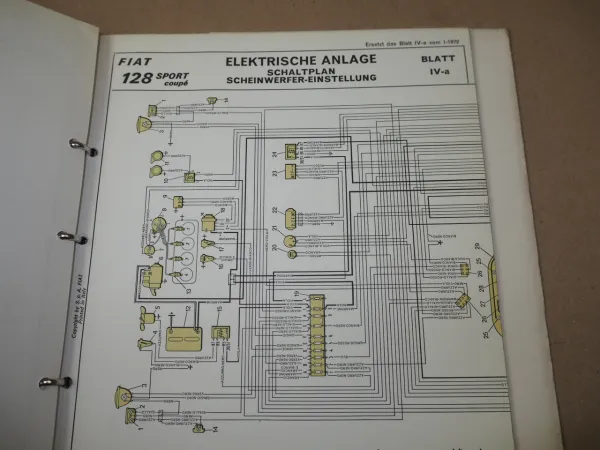 Werkstatthandbuch Fiat 128 Sport Coupe Hauptmerkmale und Daten 1972