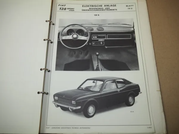 Werkstatthandbuch Fiat 128 Sport Coupe Hauptmerkmale und Daten 1972