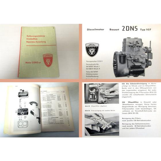 Werkstatthandbuch Güldner 2DNS Typ 107 Bedienung Ersatzteilliste Reparatur 1960