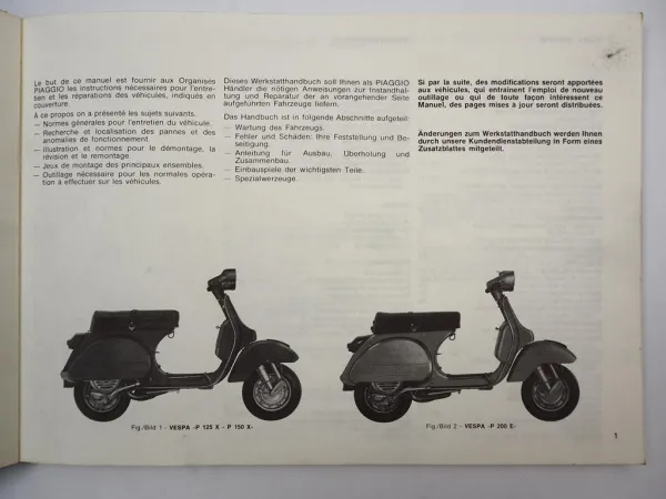 Werkstatthandbuch Piaggio Vespa P125X P150X P200E Reparaturanleitung 1989