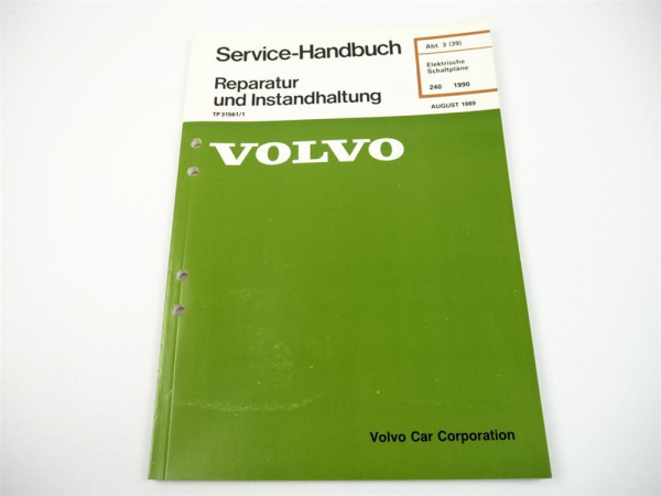 Werkstatthandbuch Volvo 240 1990 Elektrische Schaltpläne Elektrik Fehlersuche