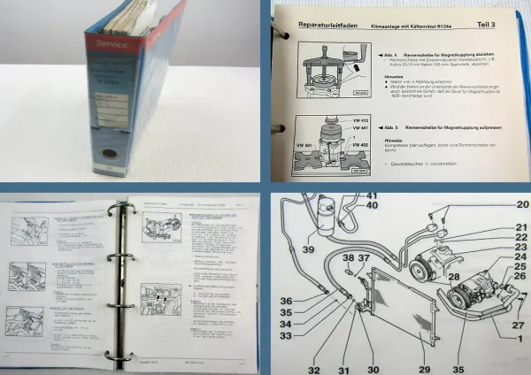 Werkstatthandbuch VW Audi Klimaanlage mit Kältemittel R134a ab 1992 - 1997