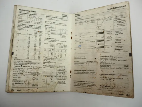 Werkstatthandbuch VW Bus T3 Golf 1 Audi 80 Coupe ... Anzugsdrehmomente 1982