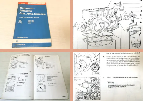 Werkstatthandbuch VW Golf I Jetta Caddy Typ 14 1,5l 1,6l Dieselmotor CK CR CY JK