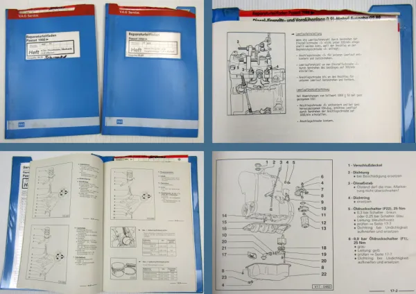 Werkstatthandbuch VW Passat 35i 1,9l TD Motor AAZ 1Y Reparaturleitfaden B3 ab 88