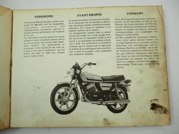 Werkstatthandbuch Yamaha RD250 C RD400C Reparaturanleitung Service Manual 1976