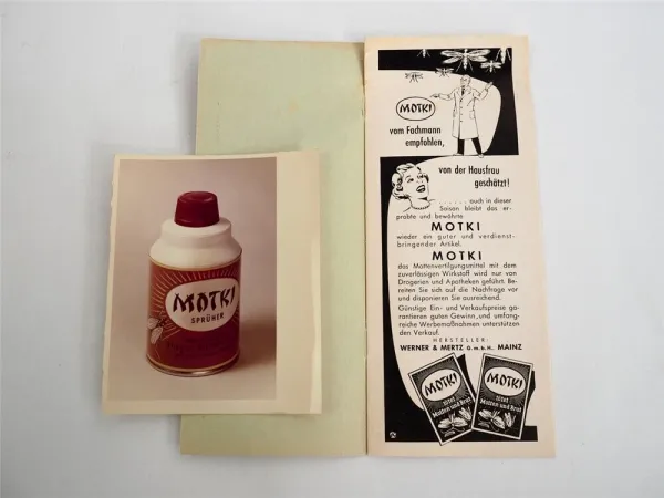 Werner Mertz GmbH Mainz Motki Mottenvernichtung Erdal Zeitungswerbung 1953